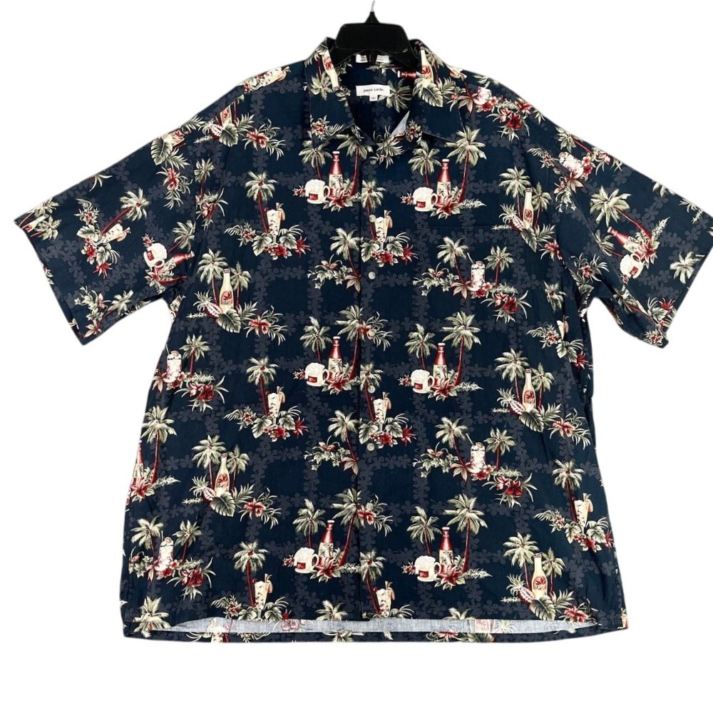 Vintage 90s Pierre‎ Cardin Hawaiian Shirt Mens 2XLT Casual Retro Resort Vacation